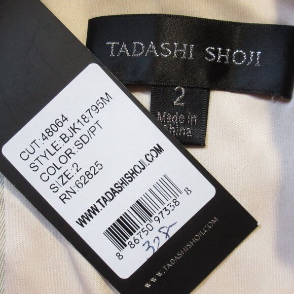 NWT TADASHI SHOJI Miranda in Sand Petal Sequin Embroidered Tulle Sheath Dress 2 - Picture 7 of 13